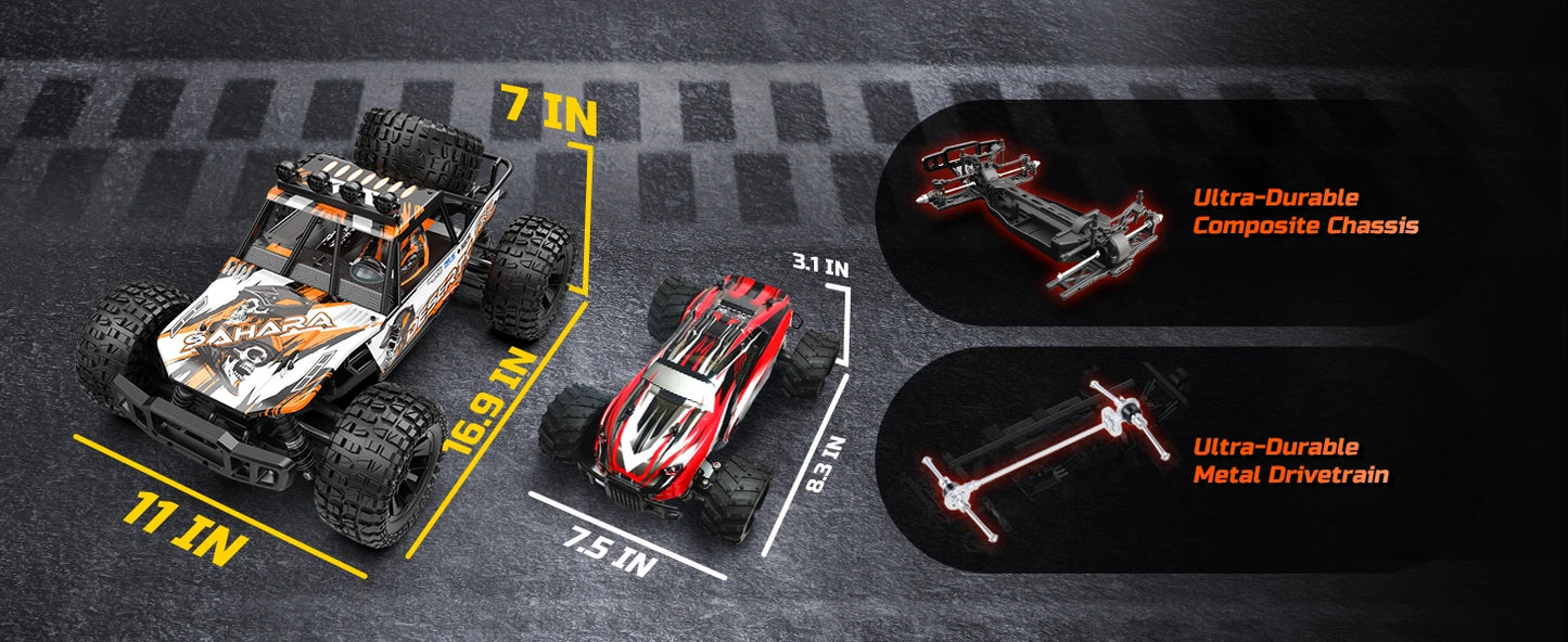 DEERC 9203E 1:10 Scale RC Truck 48KM/H 4X4 Lights 2 Batteries 2.4GHz All-Terrain 30 Min Play