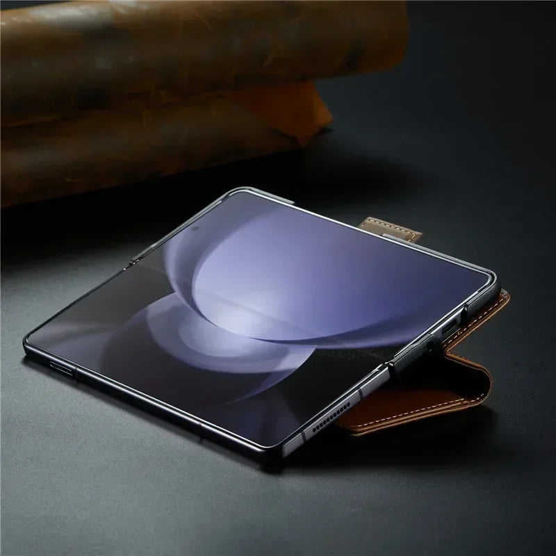EUCAGR Luxury Magnetic Wallet Leather Case For Samsung Galaxy Z Fold 6 5 Shockproof Card Holder Pocket Cover For Galaxy Z Fold6