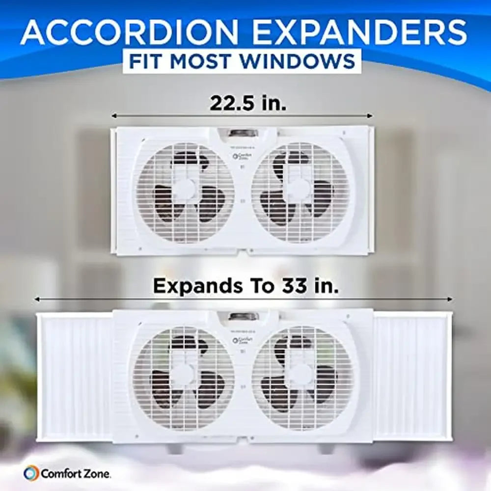 Twin Window Fan 3-Speed Reversible Airflow Portable Dual Exhaust