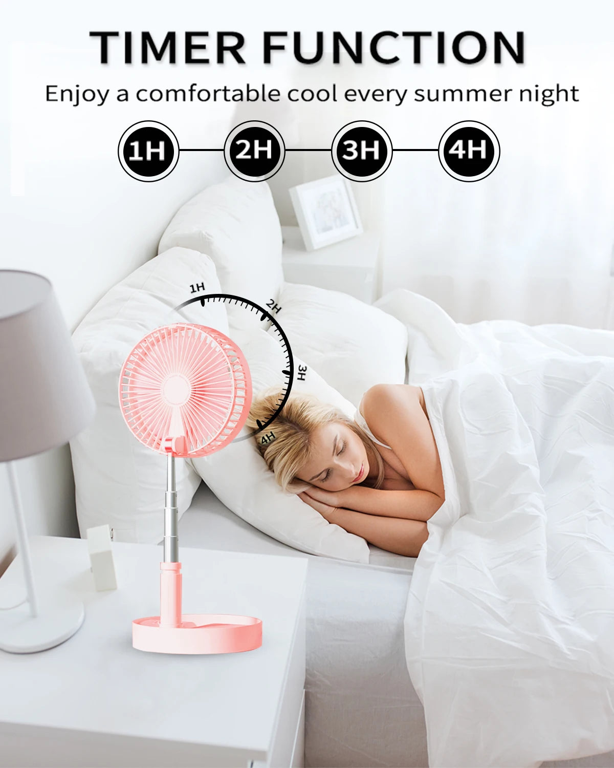 Foldable Desk and Table Fan Portable Battery Operated Adjustable Height with Remote