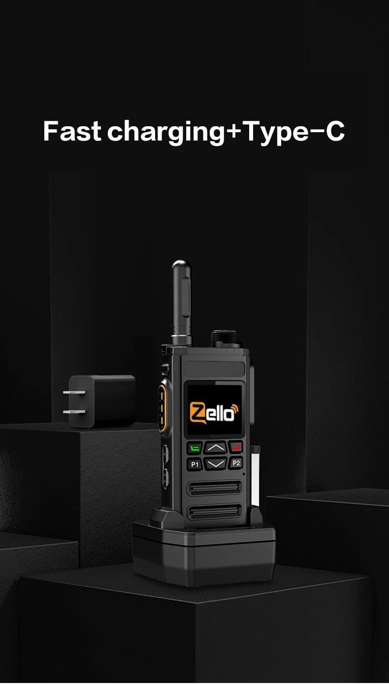 Zello 4G LTE WiFi POC Walkie Talkie with Bluetooth Long Battery Fast Charging