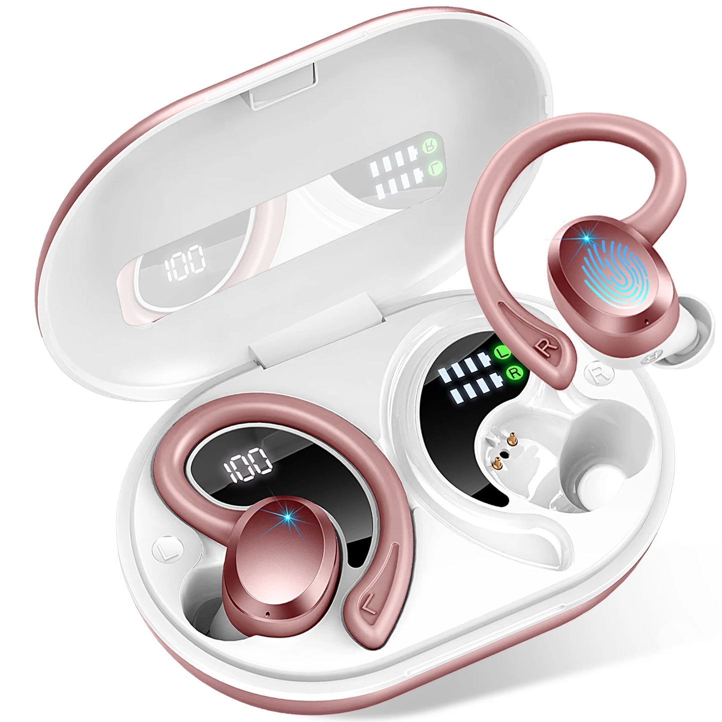 Wireless Bluetooth 5.3 Earbuds with Stereo Bass & 40H Playback IP7 Waterproof