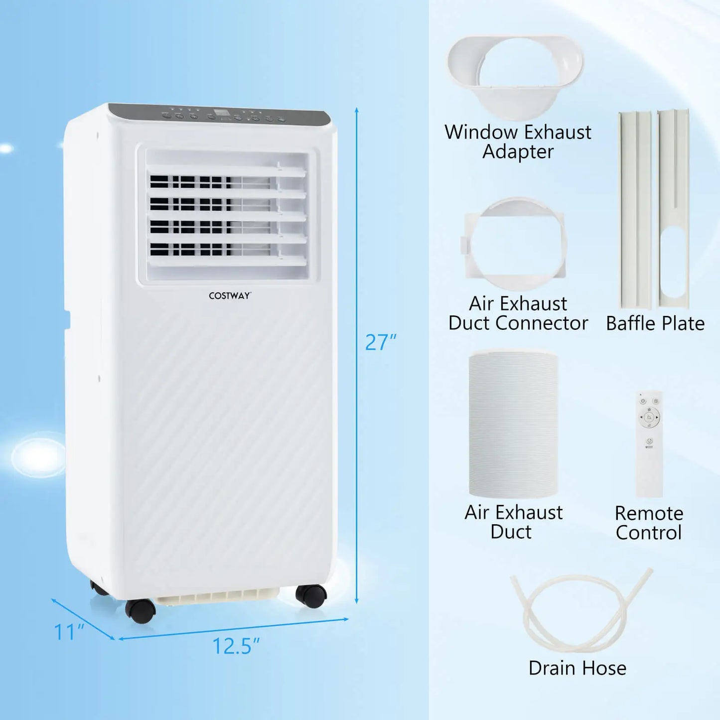 8000 BTU Portable Air Conditioner – 3-in-1 Cooler, Dehumidifier & Fan with Timer