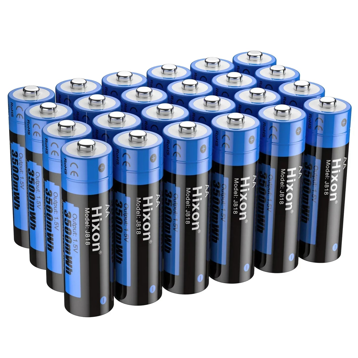 AA 3A 3500mWh 1.5V Li-ion rechargeable batteries for cameras and toys, Hixon brand, set of 24.