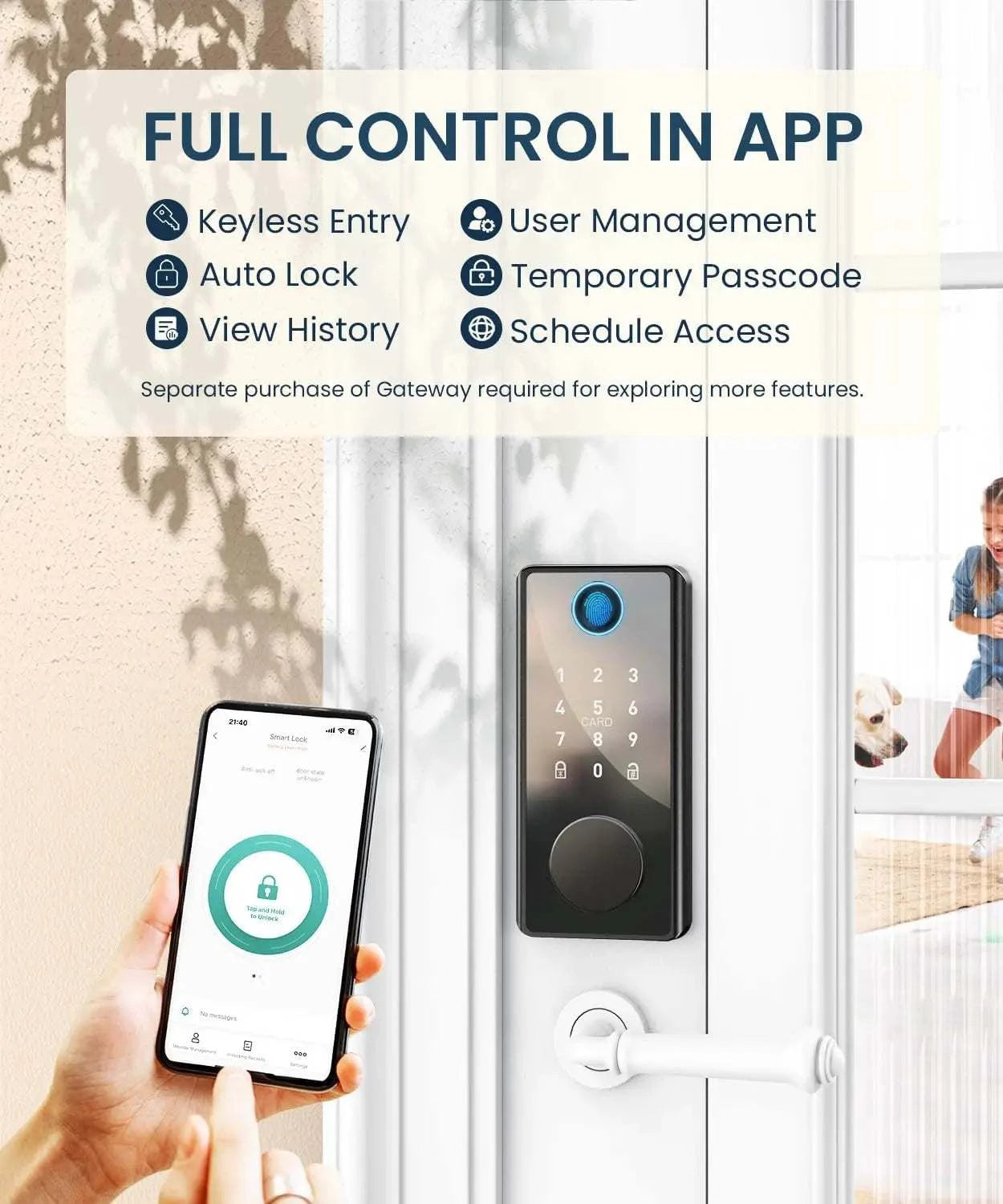 Fingerprint Smart Door Lock with Keypad and App Control