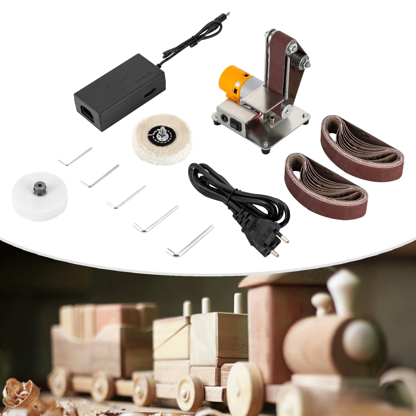 775 Motor Mini Belt Sander Electric Bench Grinder Adjustable Speed 304 Stainless Steel TableTop Polisher