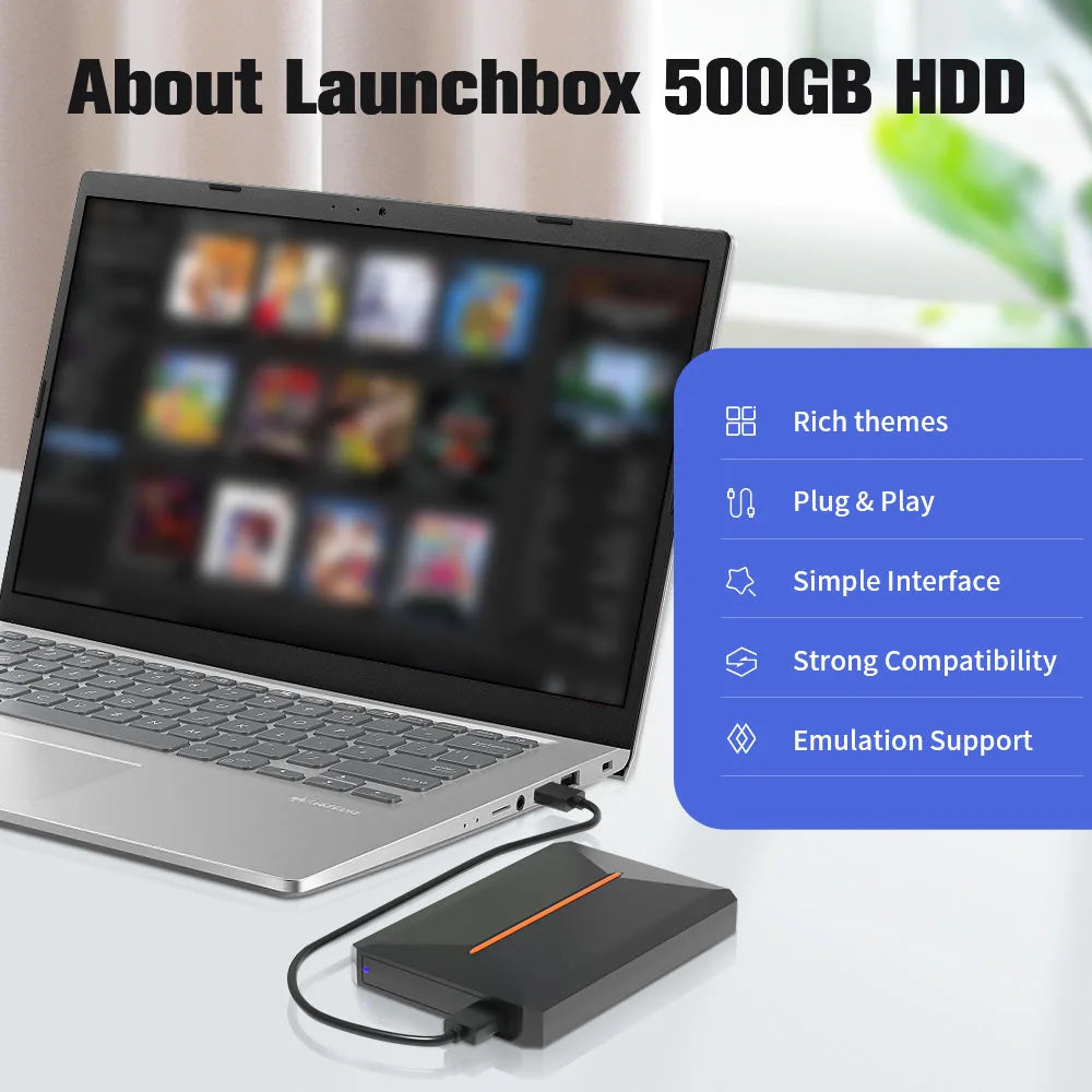 Launchbox 500GB Gaming Hard Drive for PS4 PS3 PS2 Wii Switch Gamecube PC 3760 Games