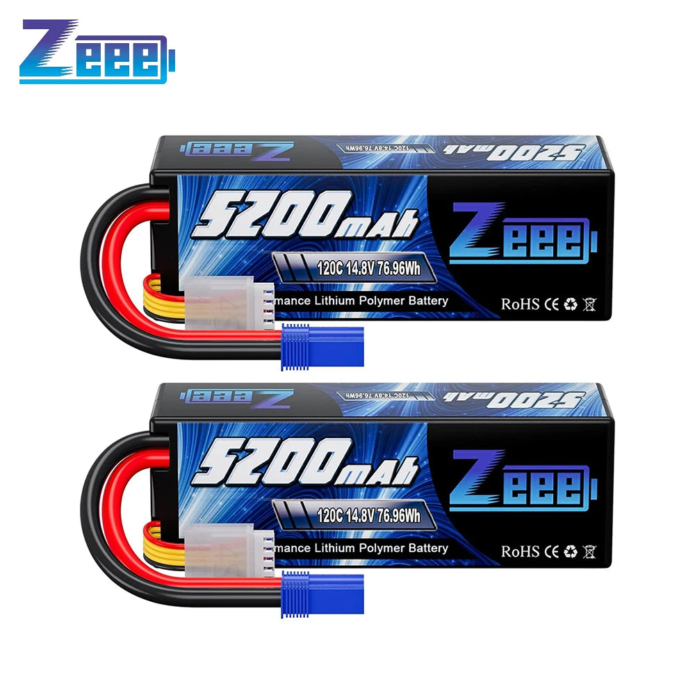 2pcs Zeee 4S 5200mAh Lipo Battery 14.8V 120C Hardcase EC5 Plug for 1/10 1/8 Scale Cars / Vehicles