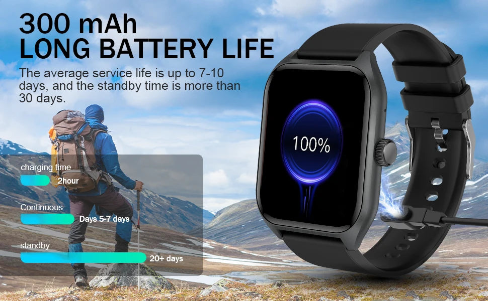 AI Voice Assistant Smart Watch 1.96" HD Screen 100+ Sports Sleep Heart Rate Monitor