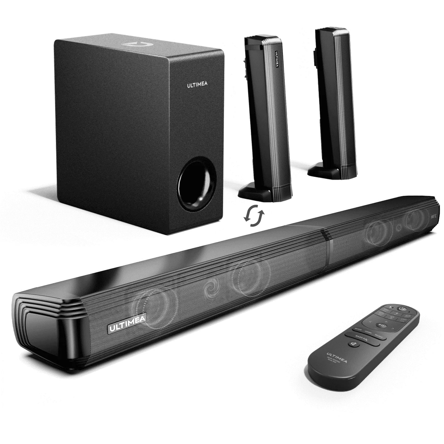 ULTIMEA 200W 4.1ch Detachable Bluetooth 5.3 Soundbar with Subwoofer for Smart TV and Home Theater