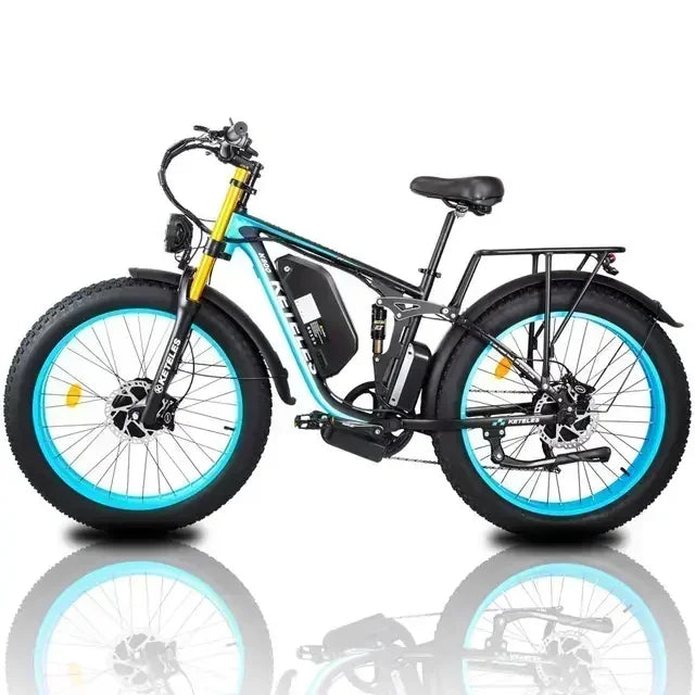 Electric mountain bicycle KETELES K800 with 2000W motor, fat tires, and aluminum frame.