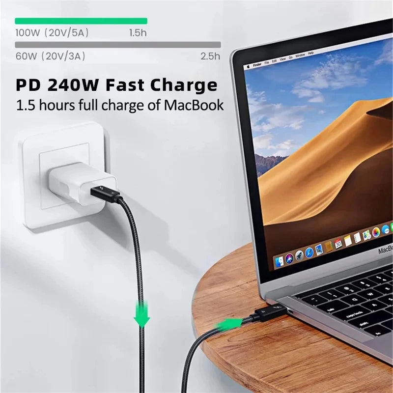 Thunderbolt 4 USB-C to USB-C Cable USB4 40Gbps 240W PD Fast Charging for MacBook Pro iPad