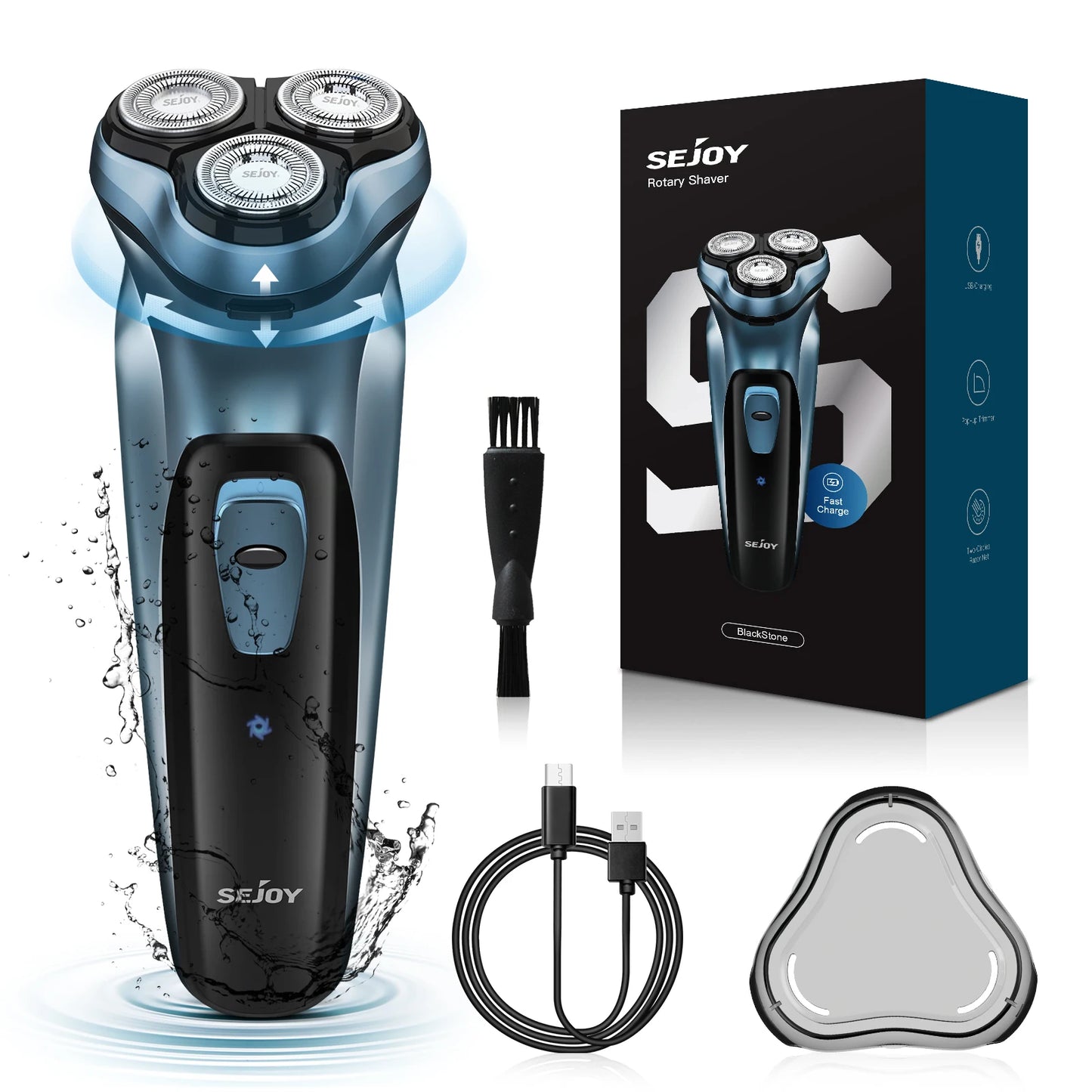 Sejoy Electric Razor for Men Rotary Rechargeable Travel Shaver Beard Trimmer