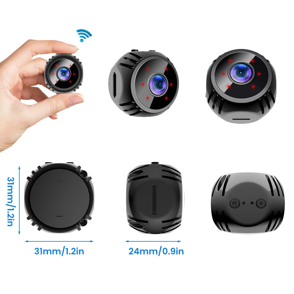 Mini WiFi Camera 1080P HD with Night Vision and Audio for Home Security and Baby Monitoring