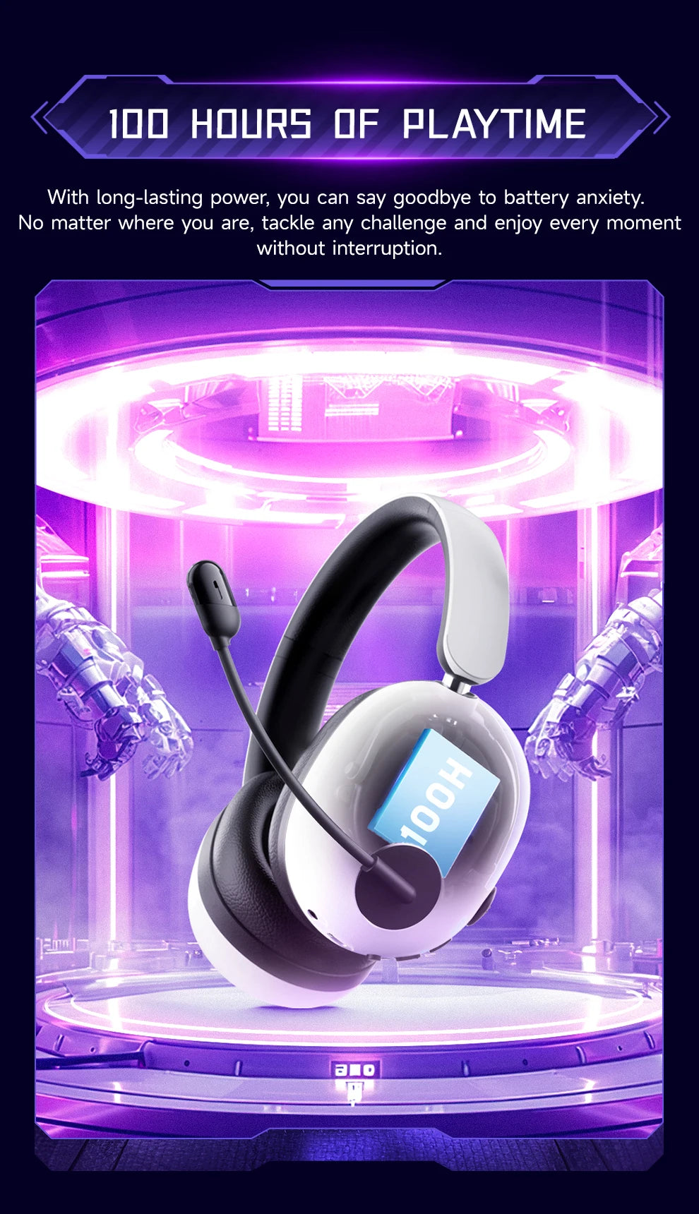 Picun UG-10A Wireless Gaming Headset 2.4G Bluetooth 6.0 Wired 56dB Mic 40mm Drivers Over Ear