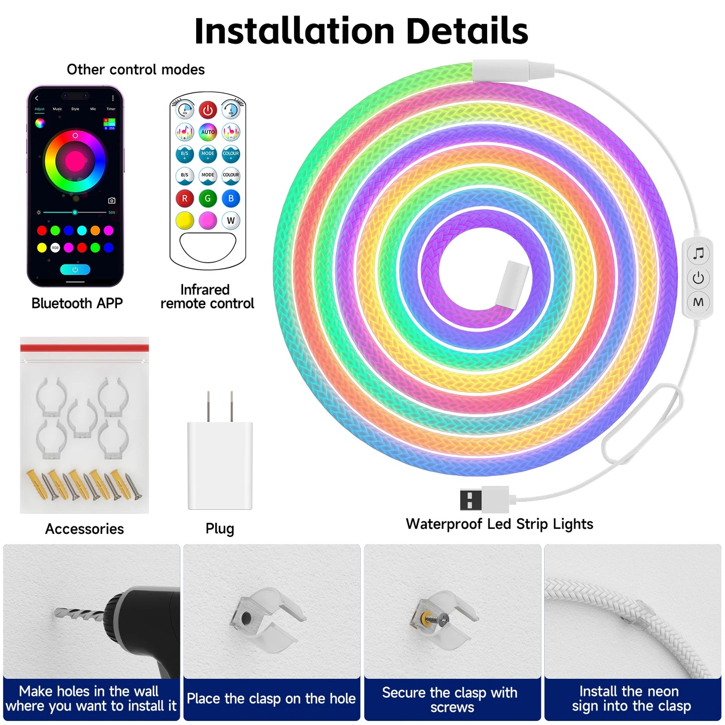 RGBIC 5V Silicone Neon LED Strip Waterproof 360 Glow