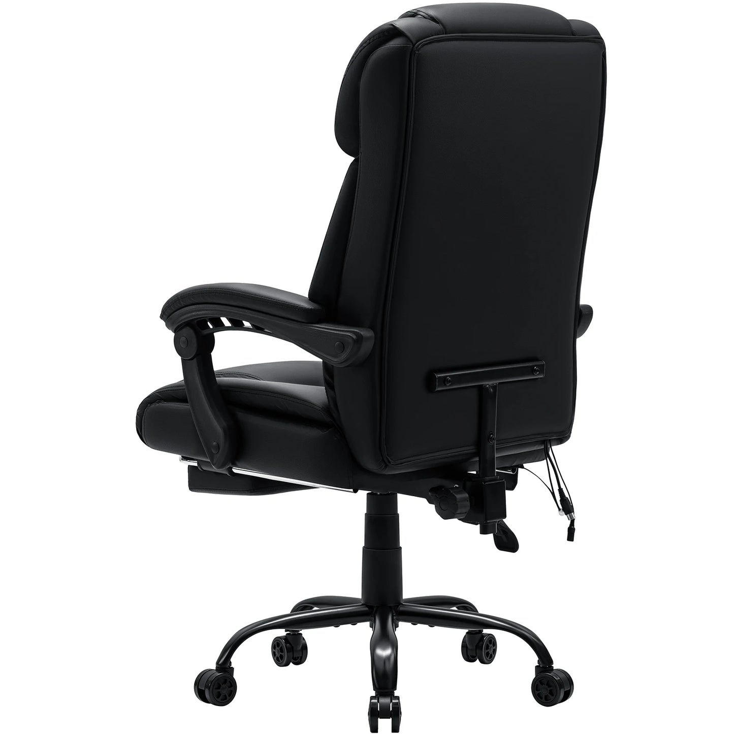 Black Massage Office Chair with Heat and Footrest Reclining