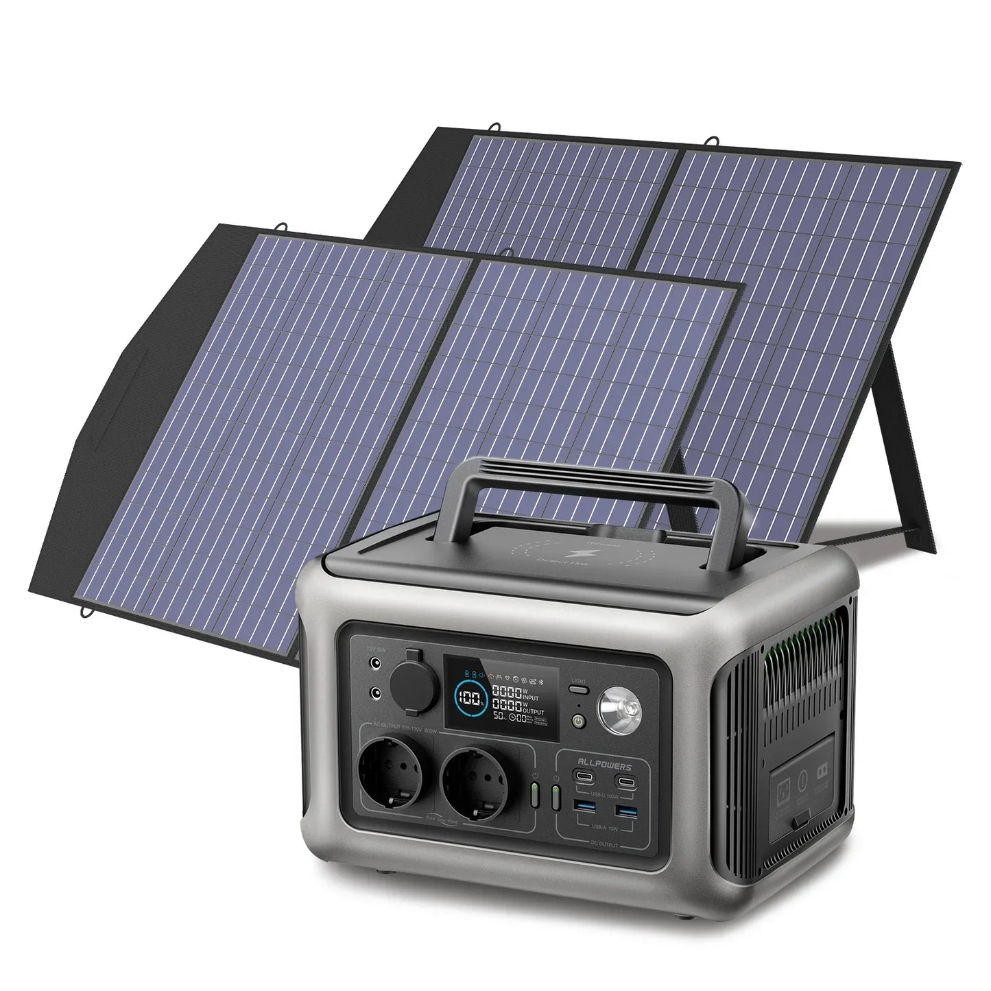 ALLPOWERS R600 Portable Powerstation with Solar Panel, LiFePO4, 299Wh Capacity.