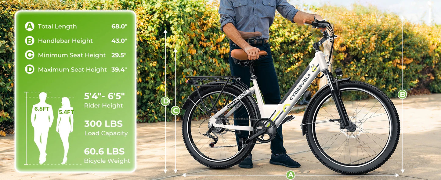 1000 Peak Electric Bike for Adults,up 80 Miles Removable Battery Ebike, 26" Electric E Bike with 7-Speed,Adult Electric Bicycles