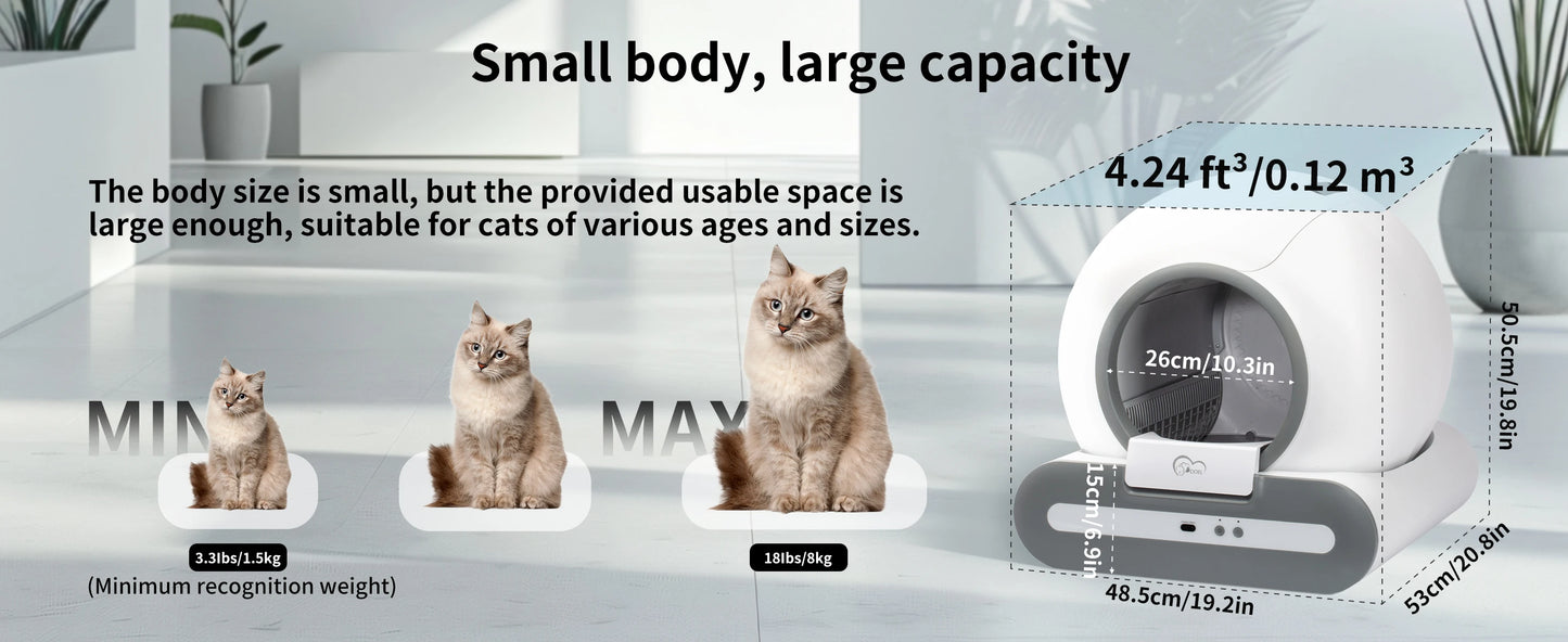 DOEL Automatic Self Cleaning Cat Litter Box with App Control and Litter Mat for Multiple / Large Cats