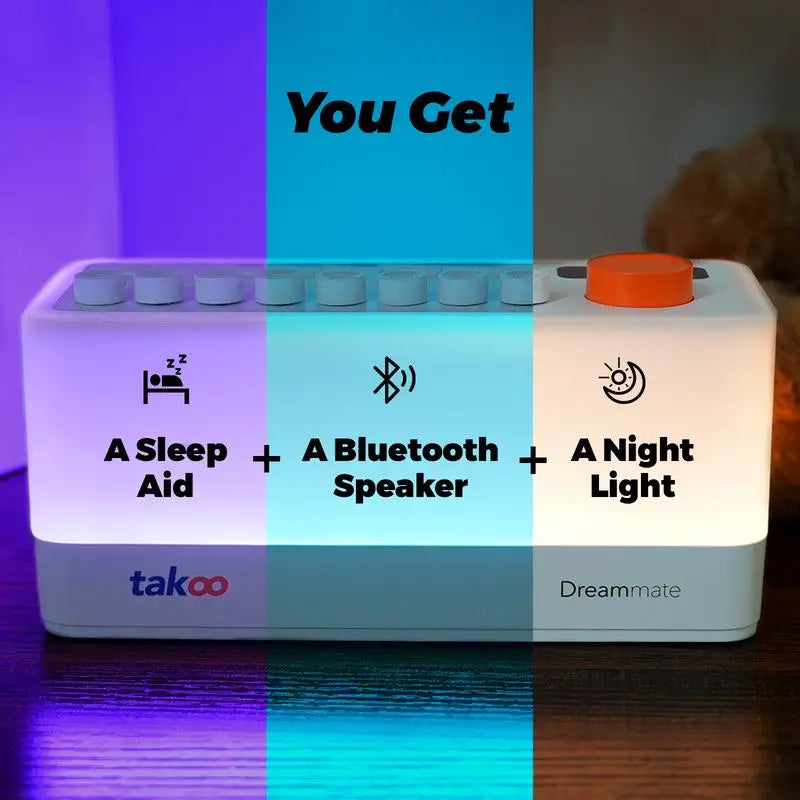 TAKOO 3-in-1 Sound Machine/Bluetooth Speaker/Night Light, DIY Mixable 7 Nature Sounds & White Noise, 11 Ambient Lights