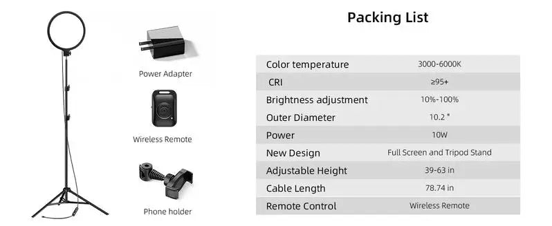 Weilisi 10.5 Inch Ring Light with 69 Inch Tripod and Phone Holder Kit for Zoom and Video Recording