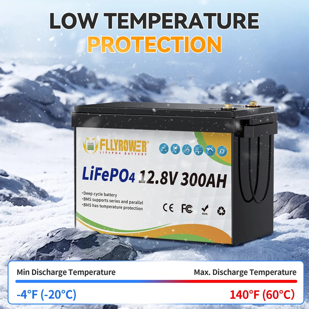 12V 300Ah LiFePO4 Battery Packs With BMS Lithium Iron Phosphate Rechargeable Batteries RV Boat Motor Solar Battery 8000+ Cycles
