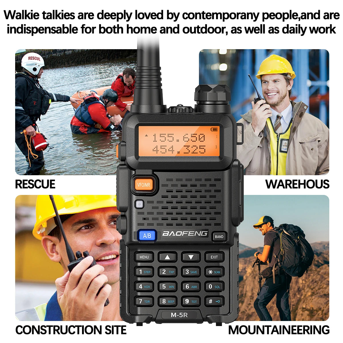 1 or 2PCS Baofeng M-5R 8W Walkie Talkie Multi Band Type-C Long Range