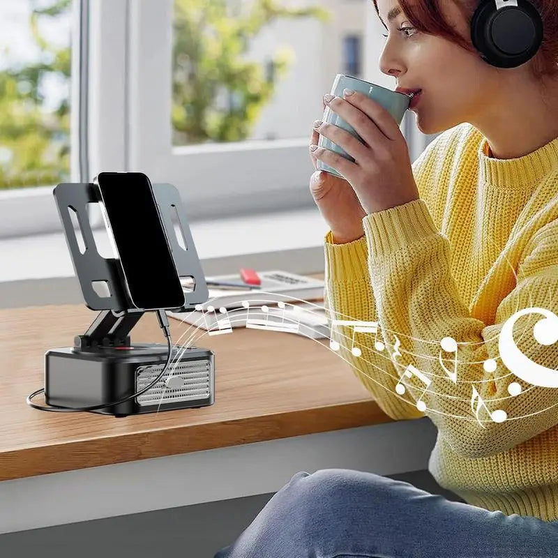 Phone Speaker Stand Wireless Desk Holder Stereo Sound