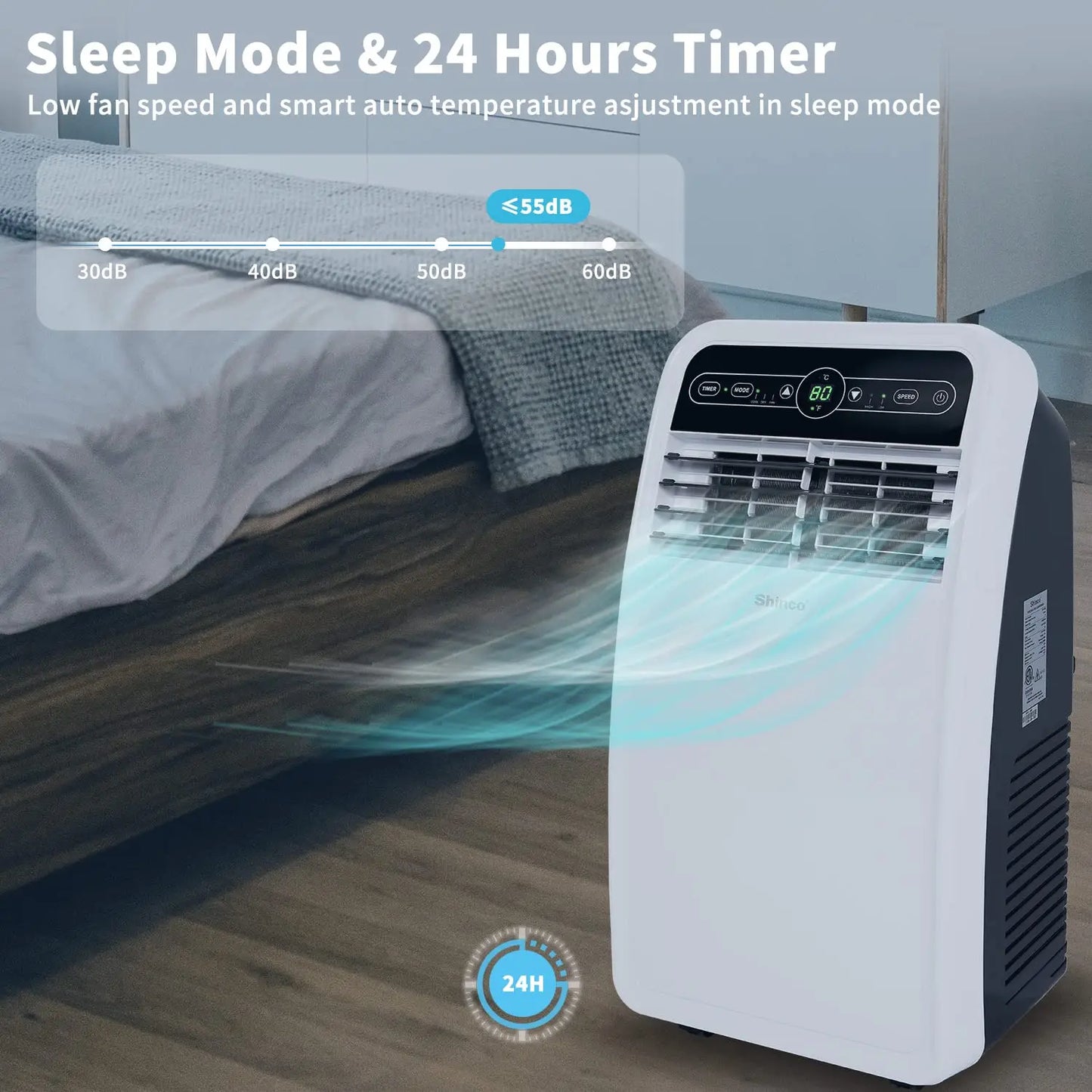 8000 BTU Portable Air Conditioner with Cool Dehumidifier and Fan Modes for Rooms up to 200 sq ft
