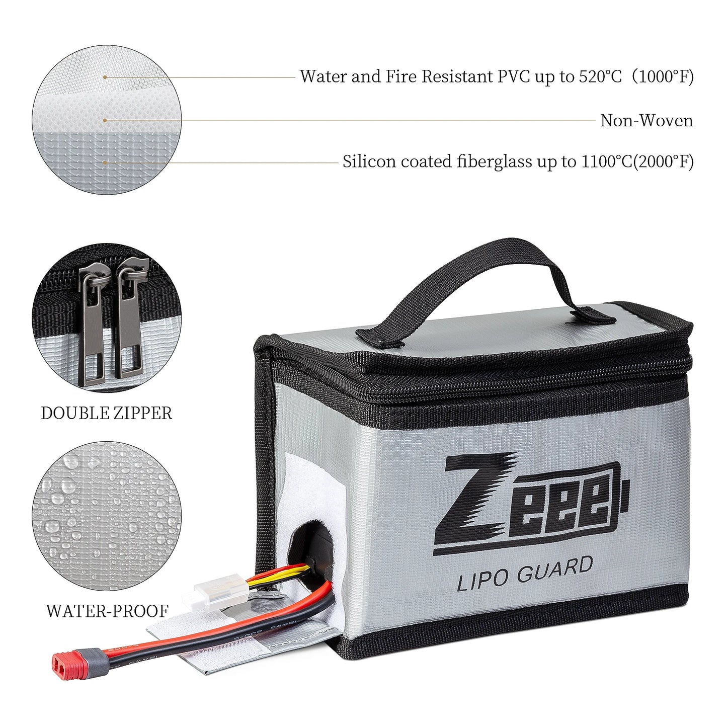 2 Size Zeee Lipo Bag Fireproof Explosionproof Portable RC Car Lipo Battery Storage Safety Bag Specialized Fire Guard Accessories