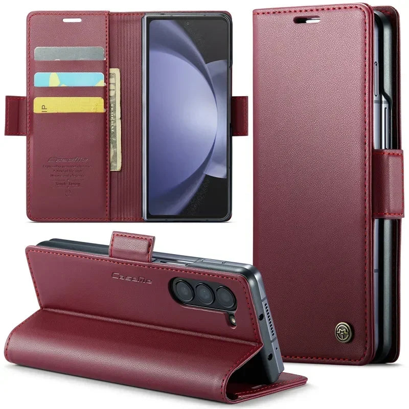 EUCAGR Luxury Magnetic Wallet Leather Case For Samsung Galaxy Z Fold 6 5 Shockproof Card Holder Pocket Cover For Galaxy Z Fold6