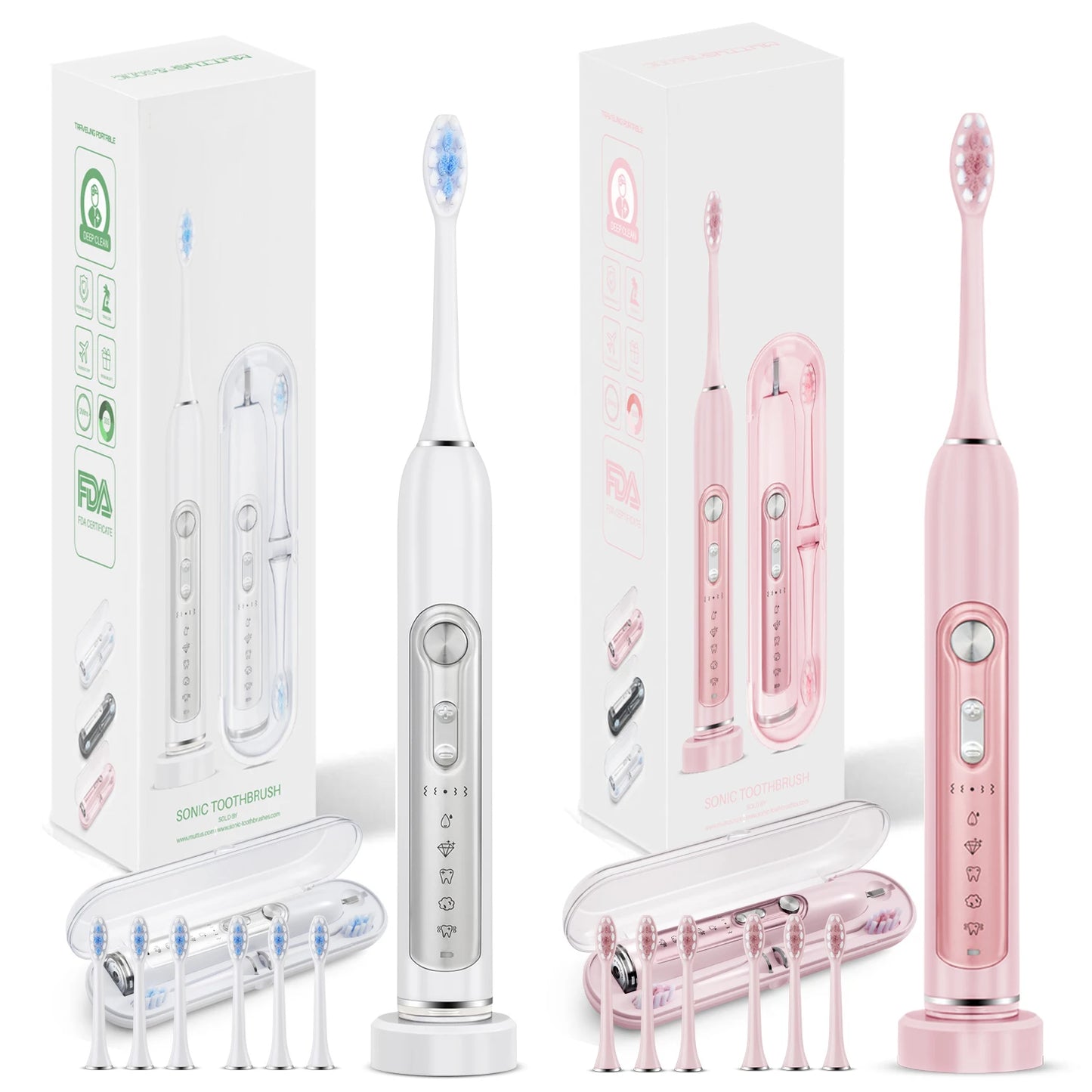 Super Sonic Electric Toothbrush for Adults and Kids Smart Timer Toothbrush with Replaceable Heads