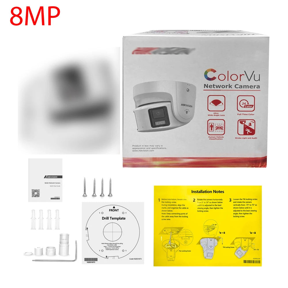 HIKVISION Panoramic IP Camera 8MP 4K 4MP ColorVu Built-In Mic Speaker Security
