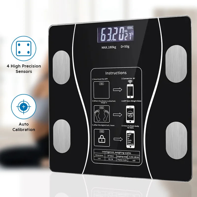 Smart Body Fat Scale Wireless LED Digital Bathroom Scale Body Composition Analyzer