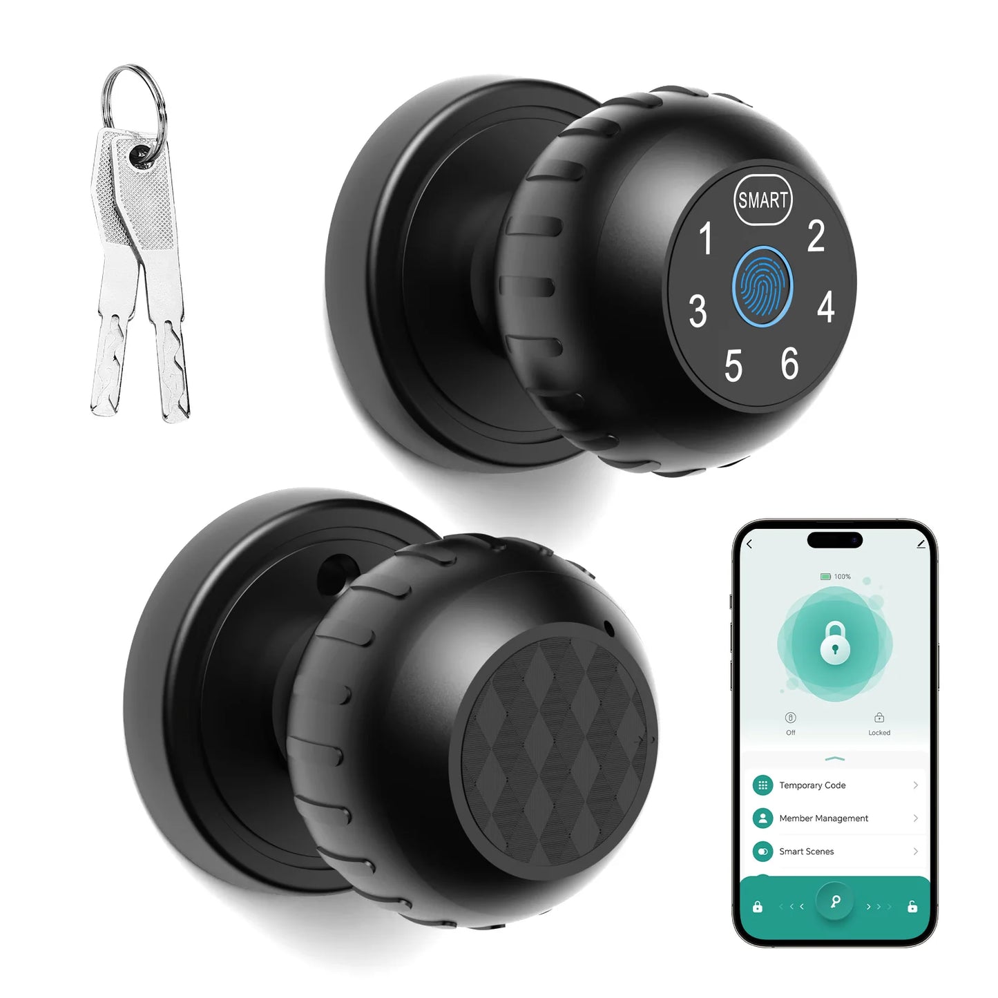 Viladepot Smart Fingerprint Door Lock with Touchscreen Keypad App Remote and Passcode Unlock for Indoor Use