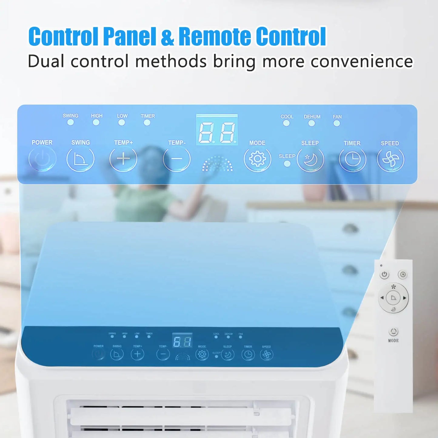 8000 BTU Portable Air Conditioner – 3-in-1 Cooler, Dehumidifier & Fan with Timer