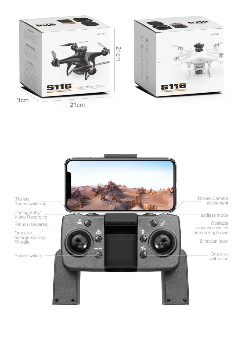 S116 MAX 8K Drone with 3 Batteries Dual Camera Optical Flow Obstacle Avoidance
