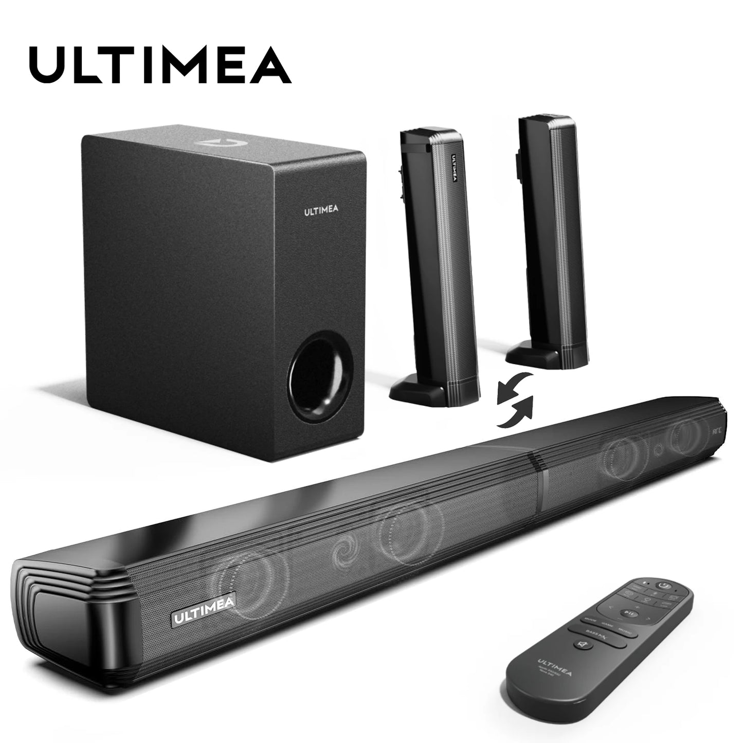 ULTIMEA 200W 4.1ch Detachable Bluetooth 5.3 Soundbar with Subwoofer for Smart TV and Home Theater