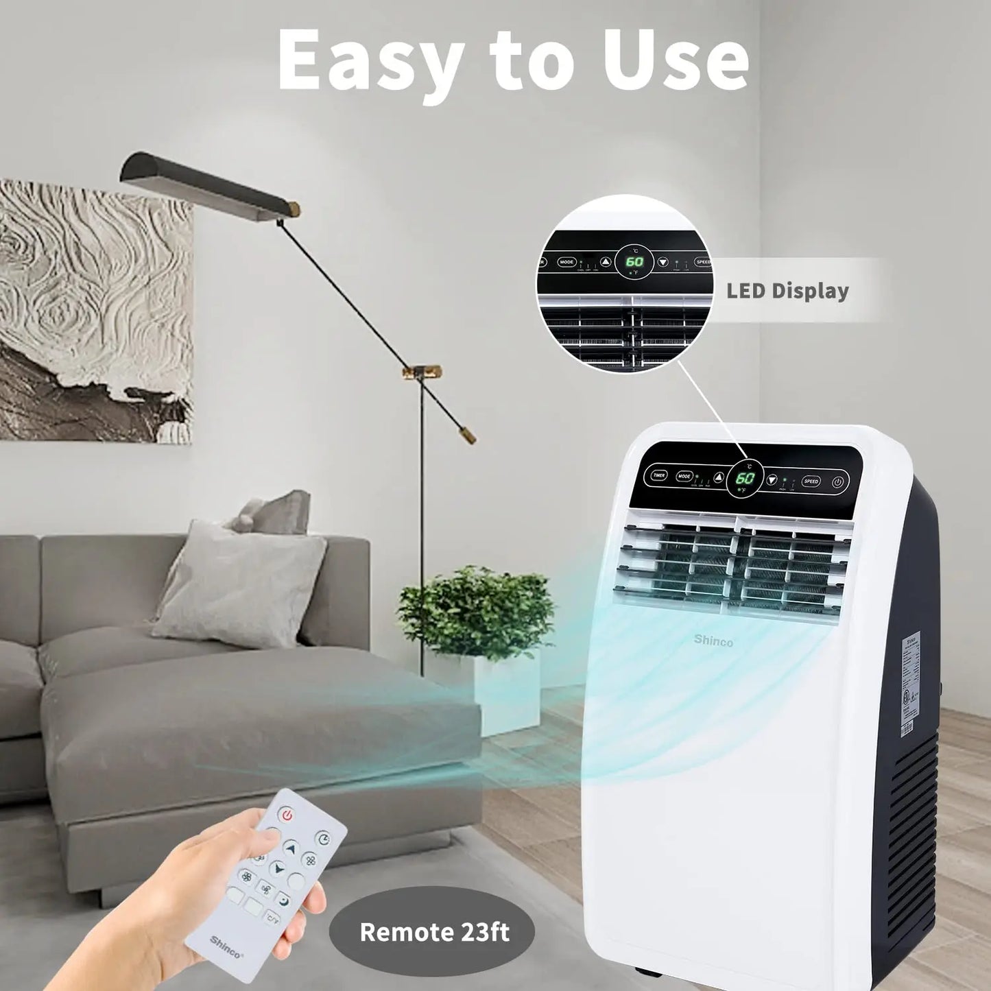 8000 BTU Portable Air Conditioner with Cool Dehumidifier and Fan Modes for Rooms up to 200 sq ft