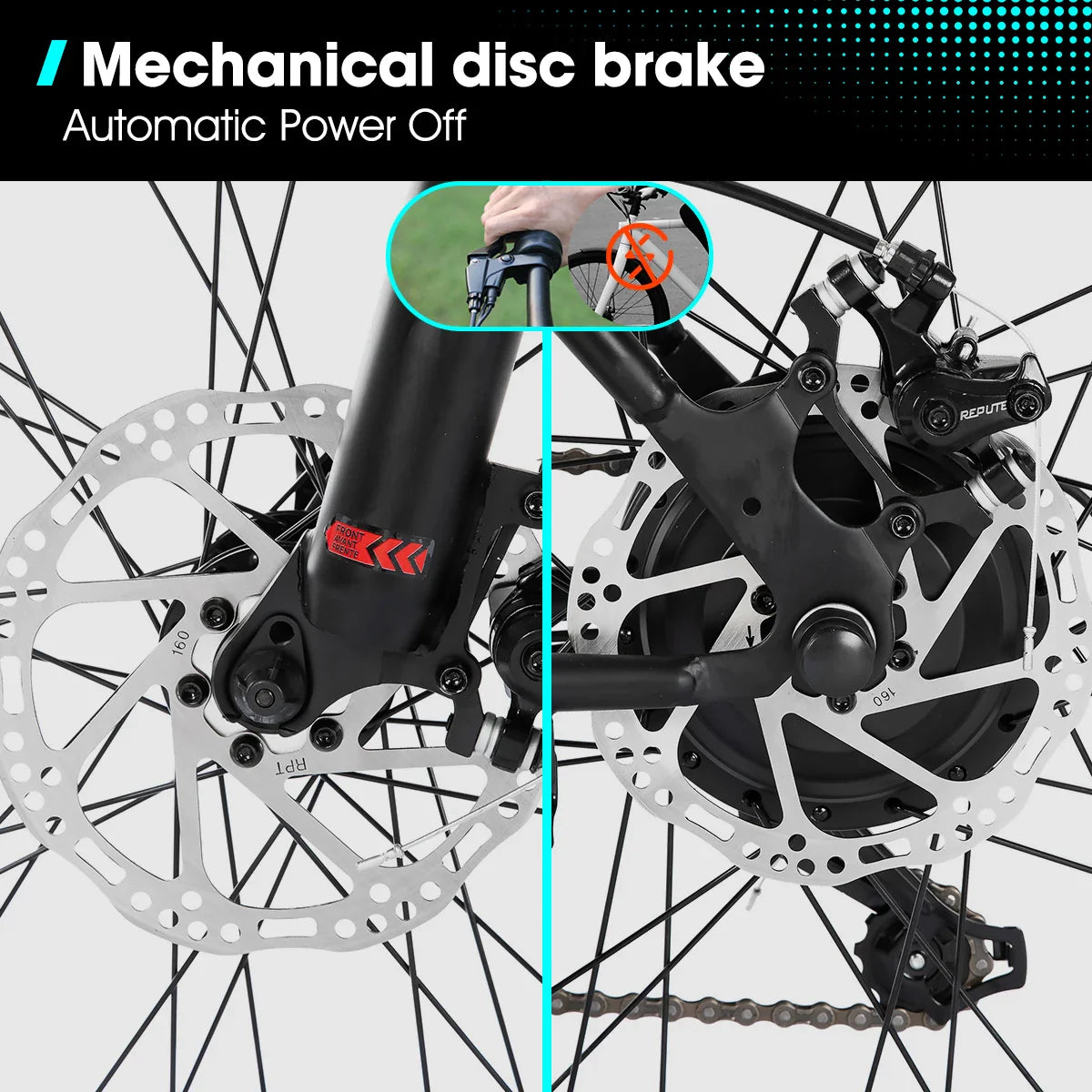 HILAND 26 Inch electric mountain bike disc brake system.