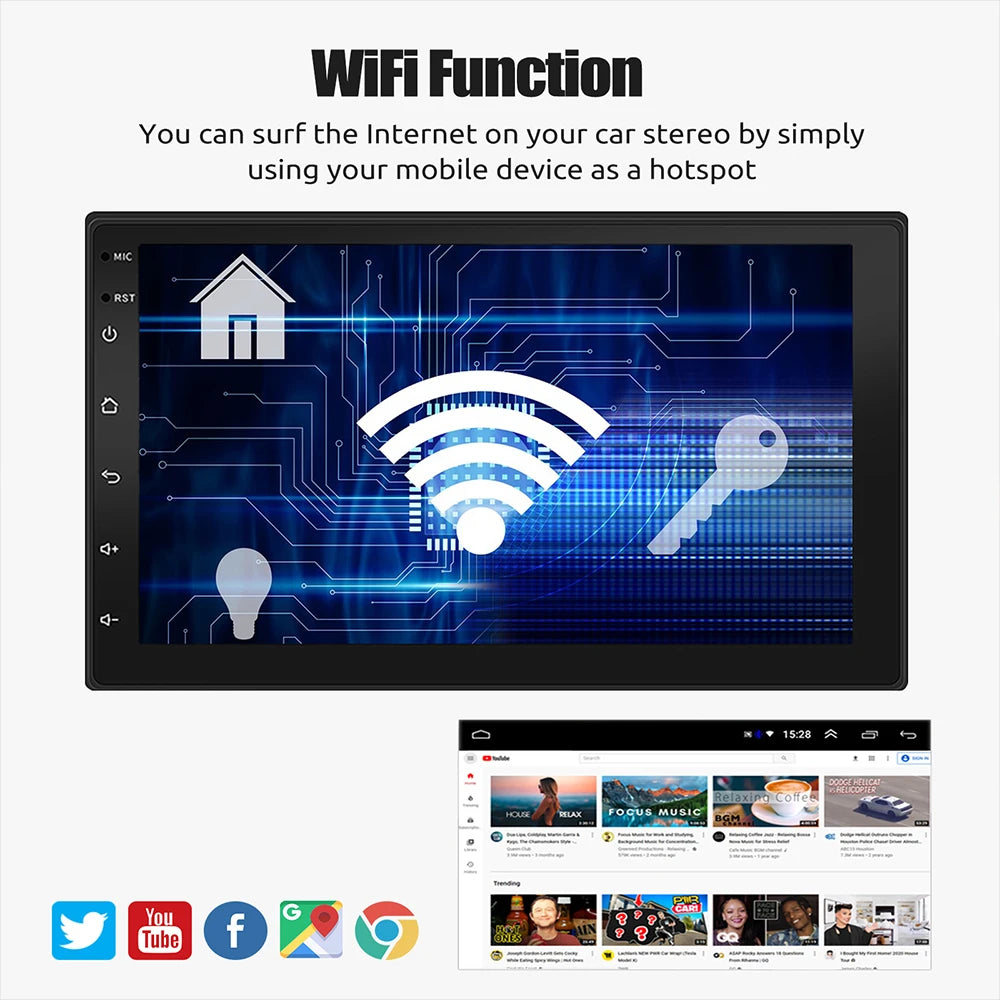 7"/9"/10" Android Car Radio with CarPlay GPS & Multimedia Player for Nissan Hyundai Tesla Style
