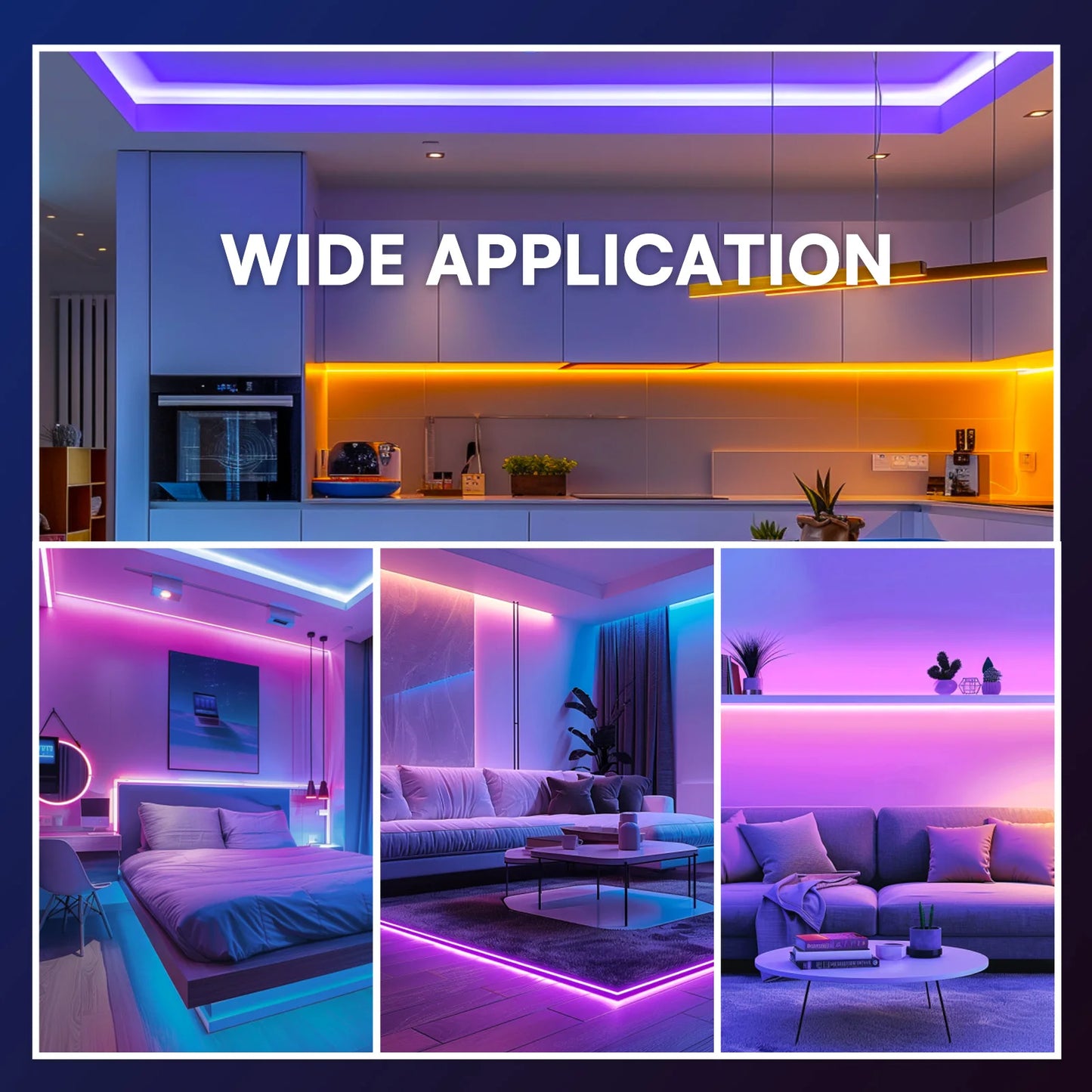 200ft/100ft Indoor Smart WiFi LED Light Strip with App and Remote Control RGB Colors and Built-in Mic