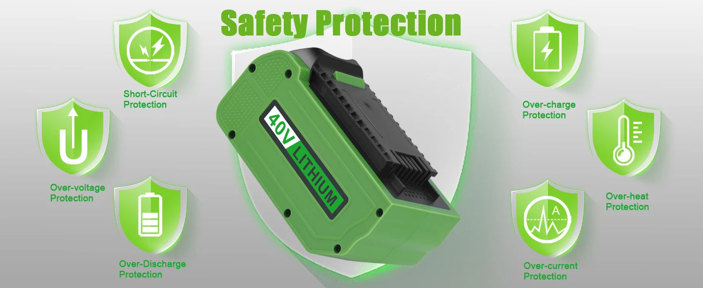 6.0Ah Greenworks 40V G-MAX Battery for 29472 29462 29252 20202 22262 Cordless Power Tools