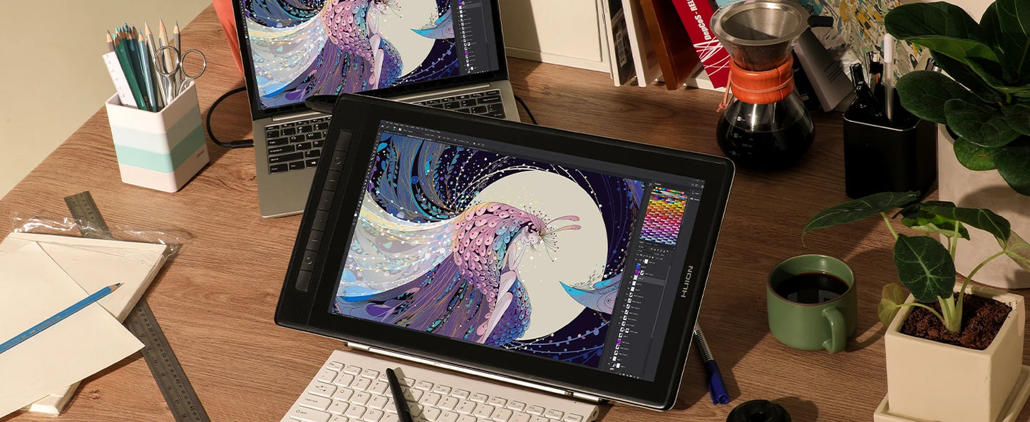 HUION KAMVAS Pro 16 2.5K QLED Full-Laminated 15.6inch Graphics Drawing Tablet with Battery-Free Pen