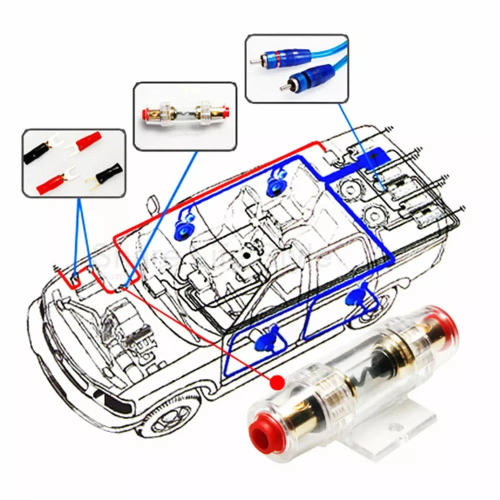 1500W 8AWG Car Audio Amplifier Wiring Kit with RCA Cable Fuse and Subwoofer Wiring