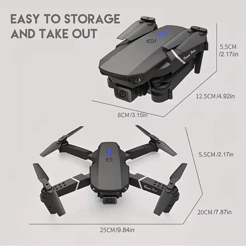 E88Pro 4K RC Drone with 3 Batteries Dual HD Camera Foldable WiFi FPV Height Hold