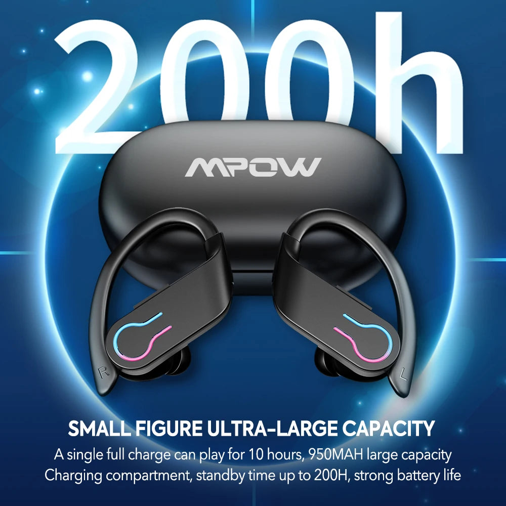 Mpow Q63 Bluetooth 5.3 Earphones Sports Wireless In-Ear IPX7 Waterproof HiFi Stereo Gaming Earbuds