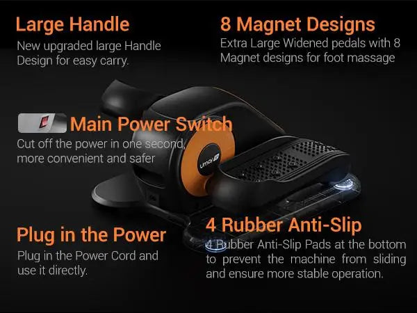 Quiet Under Desk Elliptical for Seniors with Remote Control