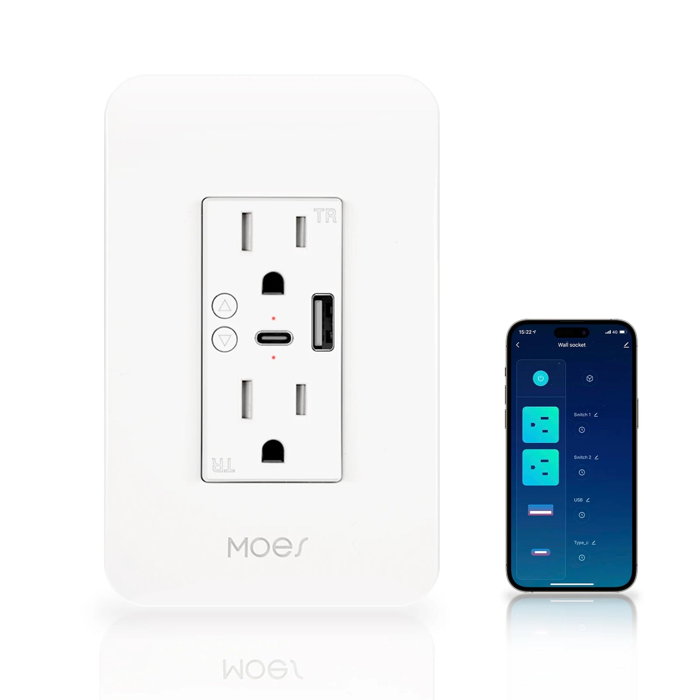 WiFi Smart Wall Socket with USB and Type C